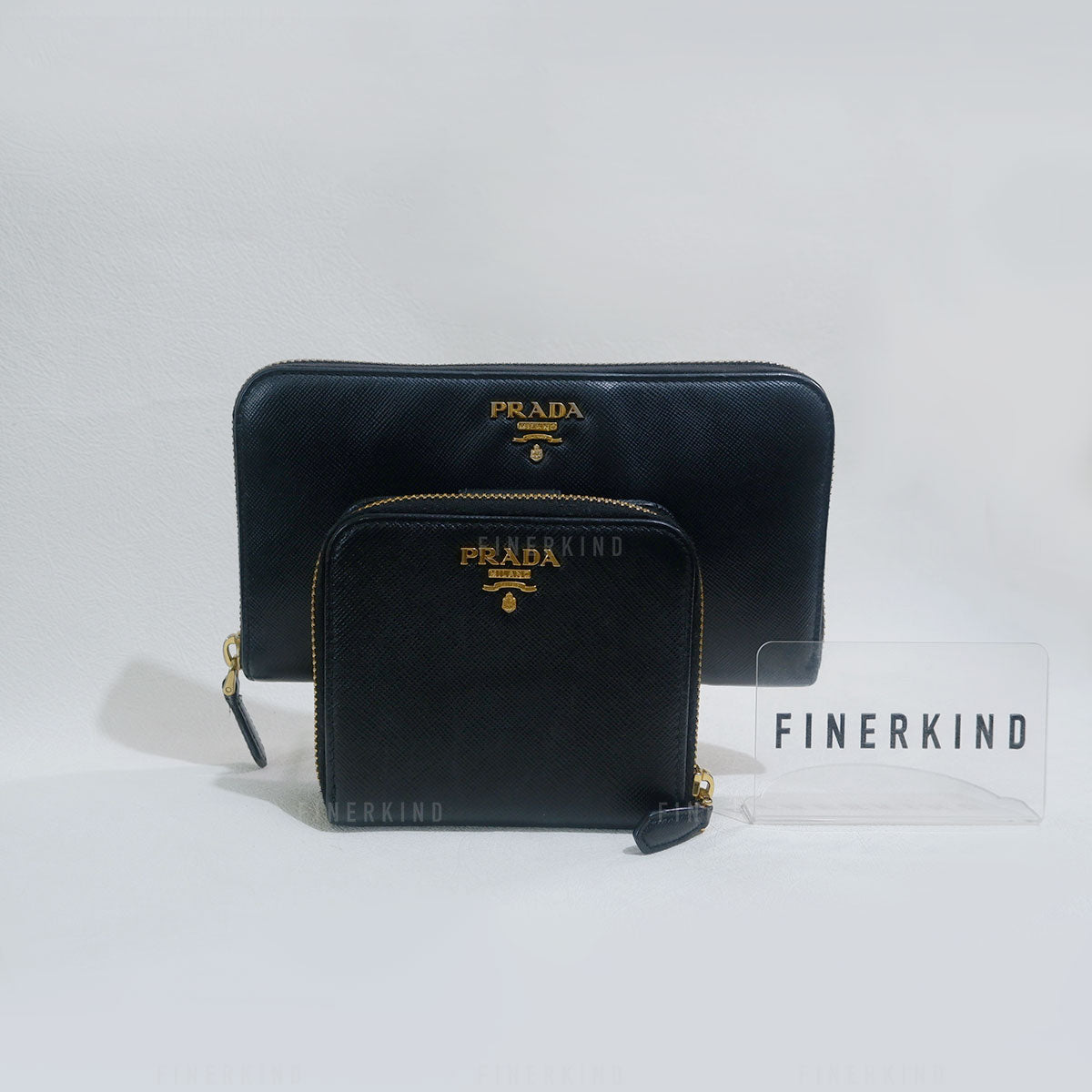 Prada Black Saffiano Leather Zip Around Long Wallet