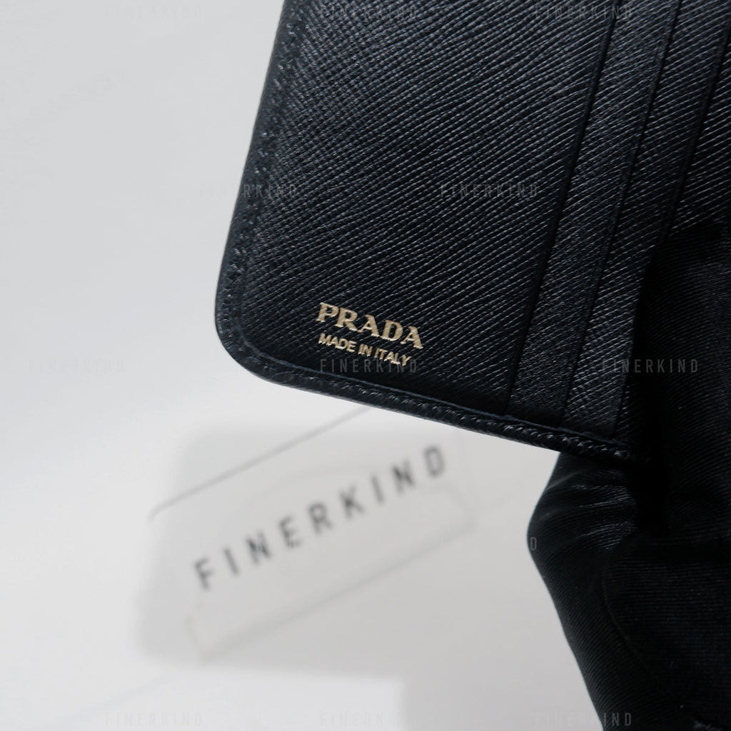 Prada Black Saffiano Leather Compact Wallet