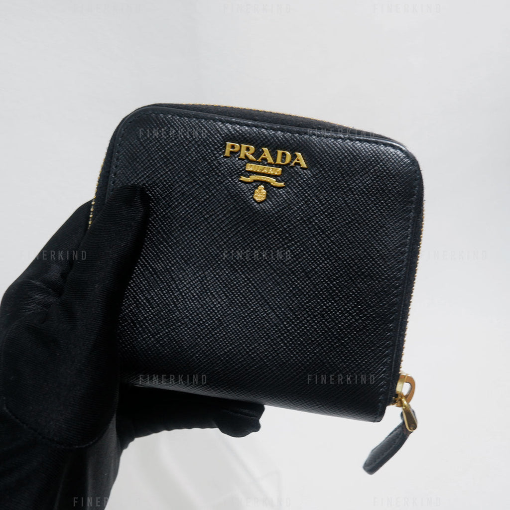 Prada Black Saffiano Leather Compact Wallet