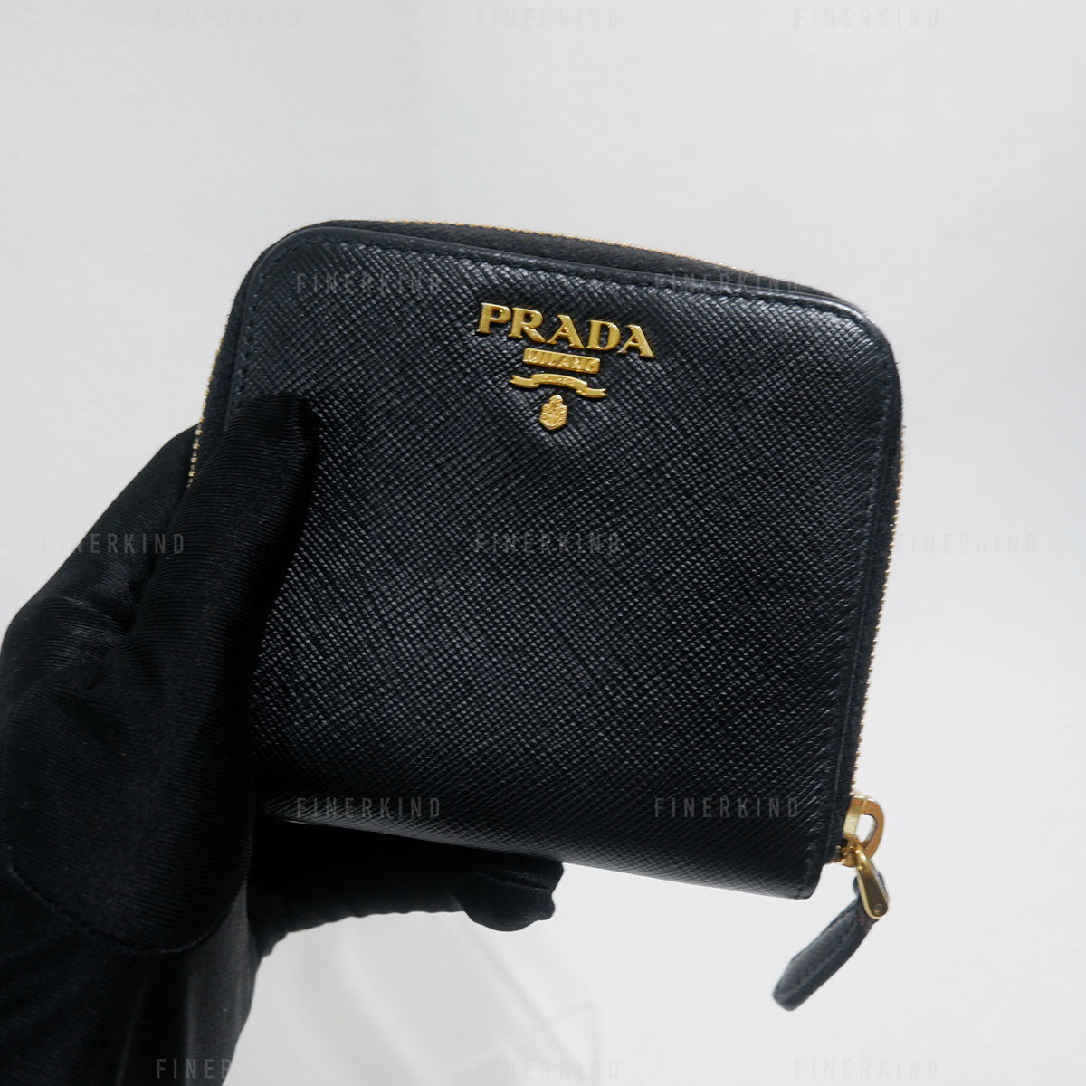 Prada Black Saffiano Leather Compact Wallet