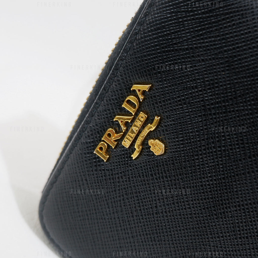 Prada Black Saffiano Leather Compact Wallet