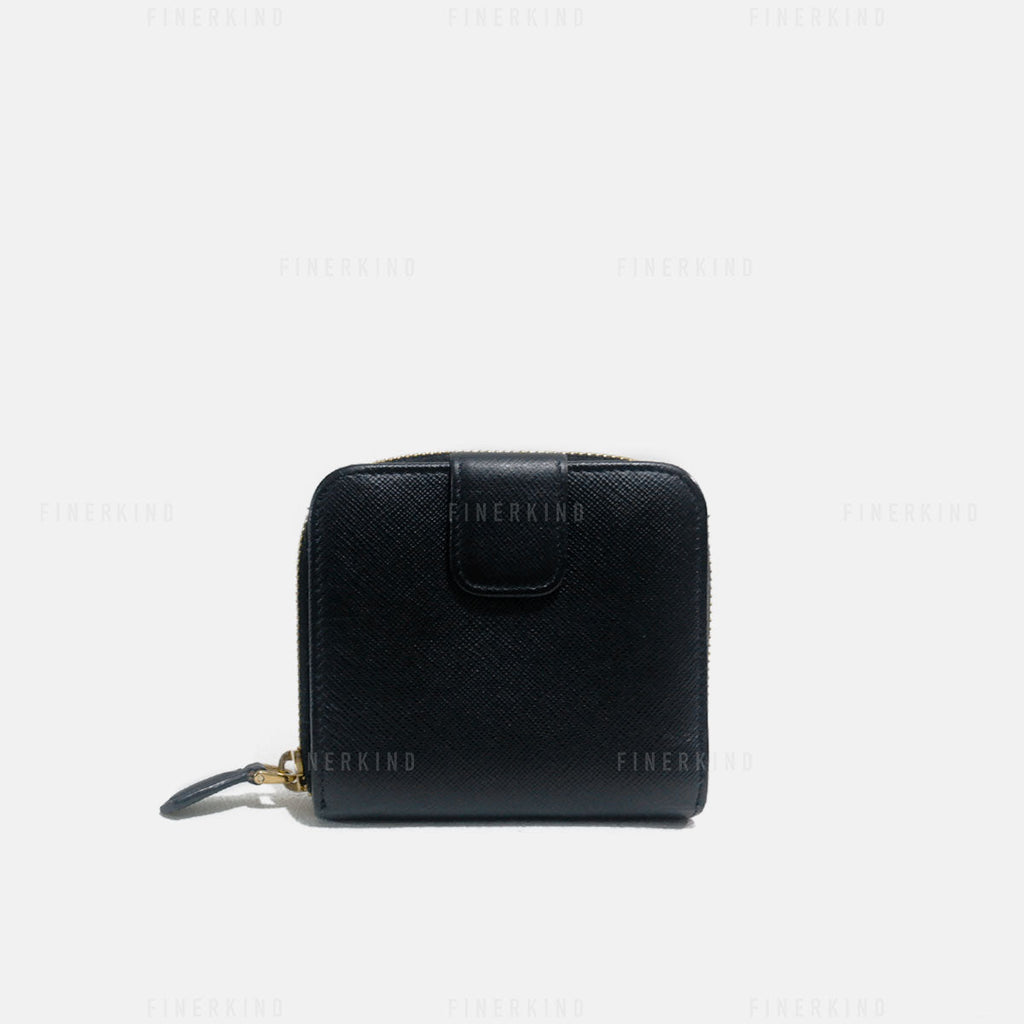Prada Black Saffiano Leather Compact Wallet