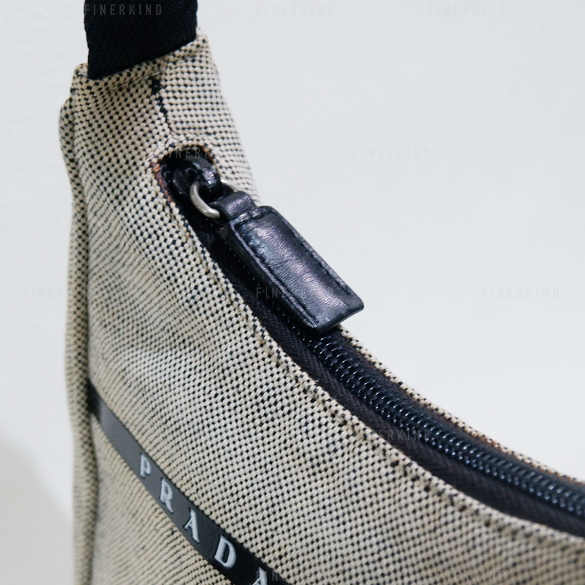 Prada Mini Hobo Gray/Beige Canvas Handbag