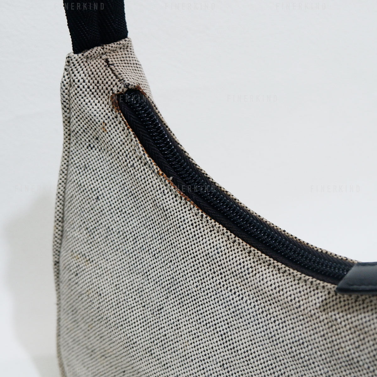 Prada Mini Hobo Gray/Beige Canvas Handbag