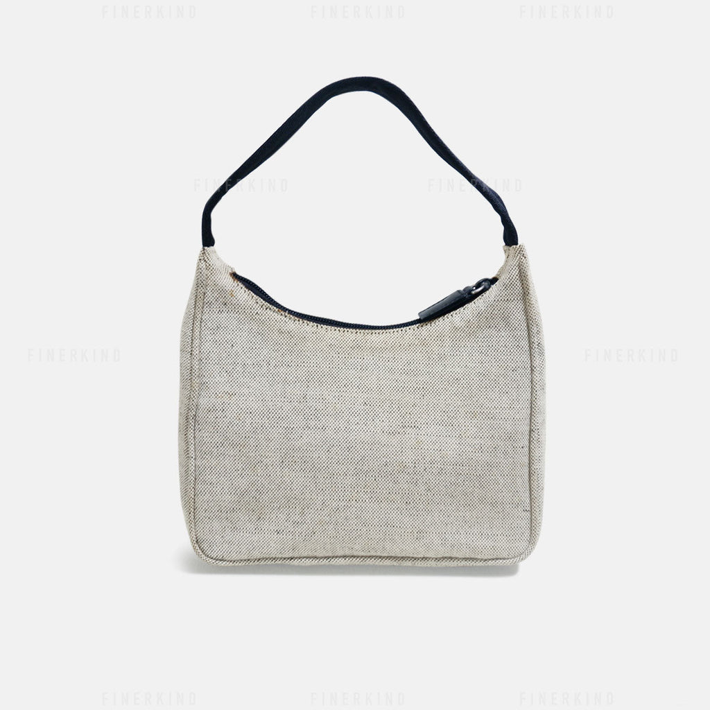 Prada Mini Hobo Gray/Beige Canvas Handbag