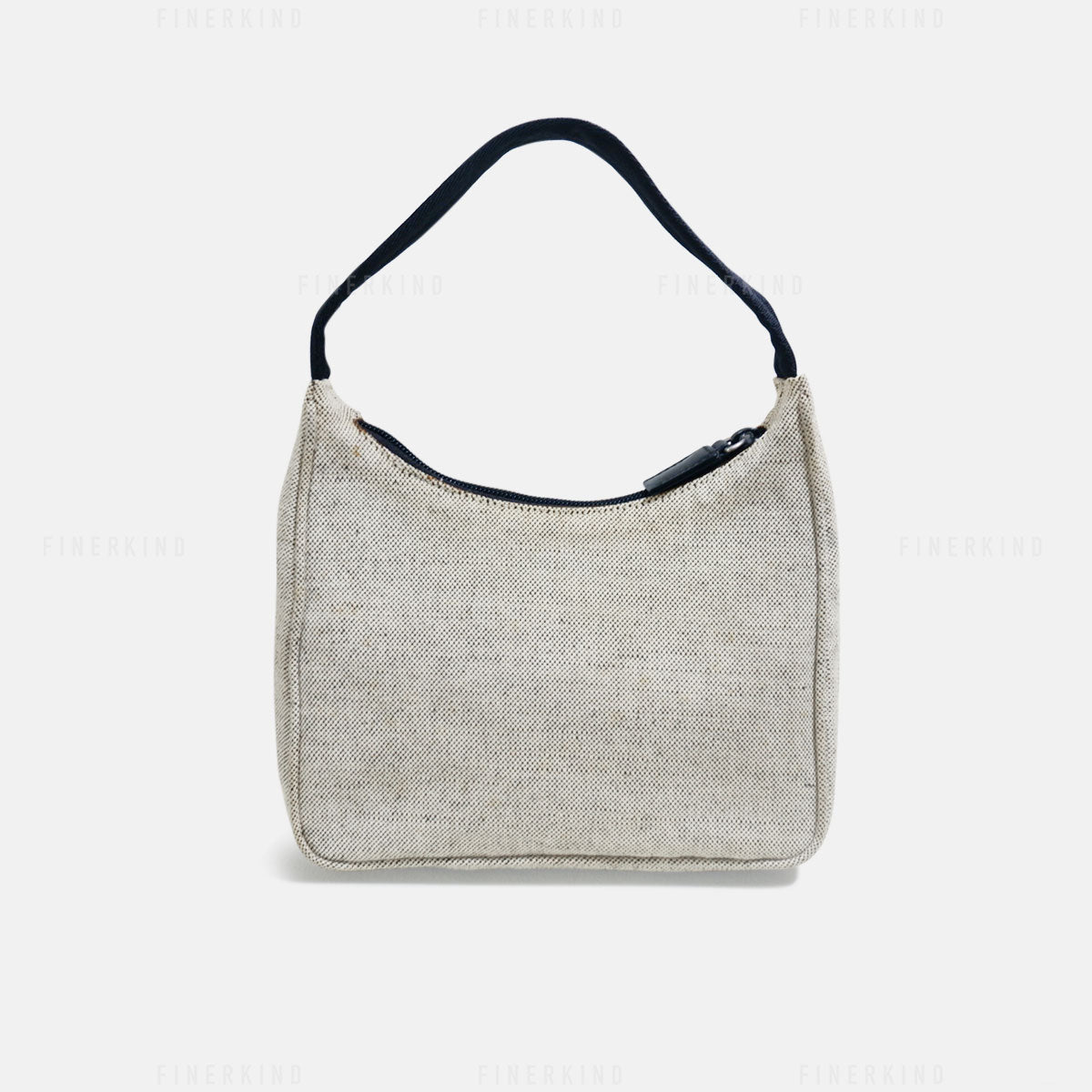 Prada Mini Hobo Gray/Beige Canvas Handbag