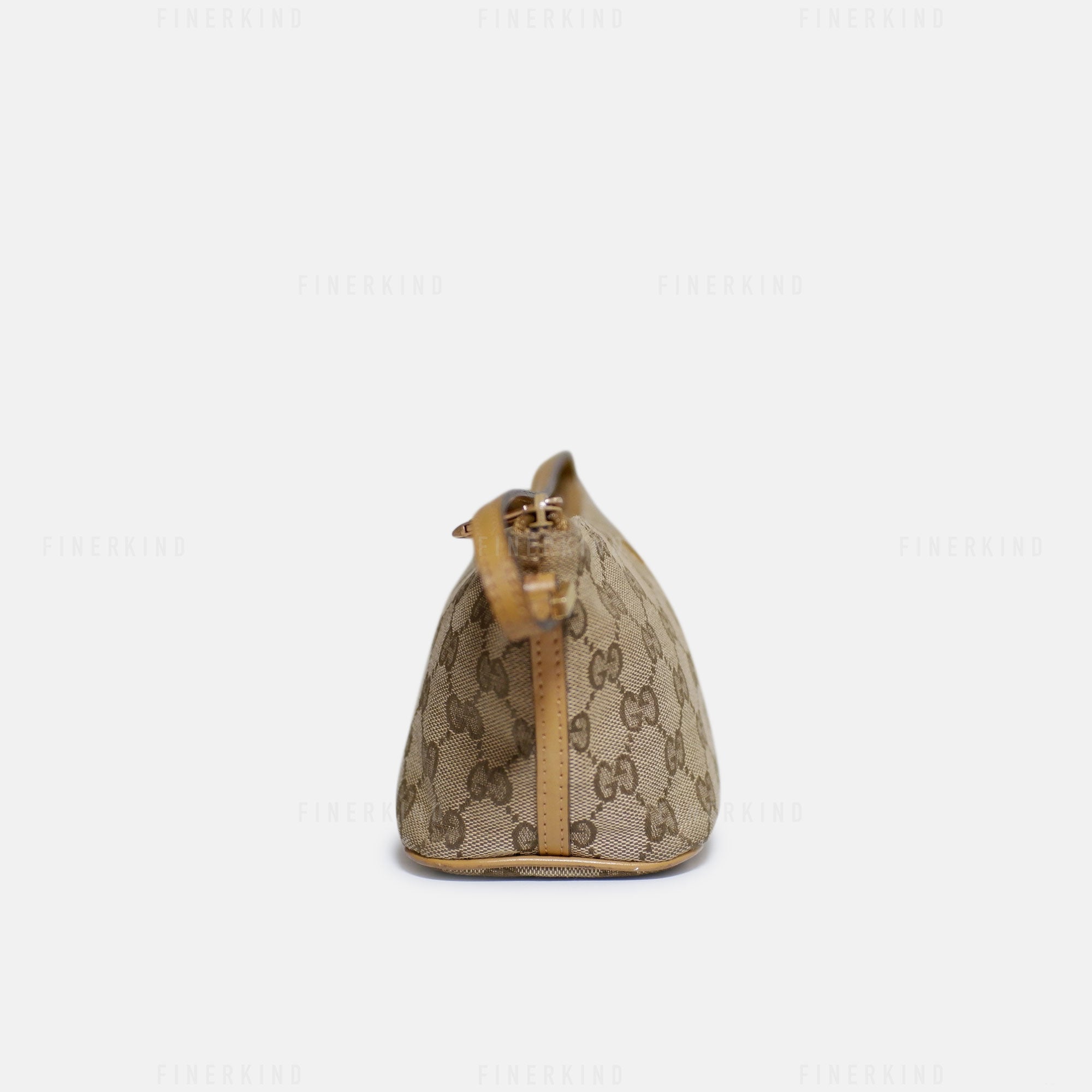 Gucci GG Canvas and Tan Leather Boat Pochette Bag