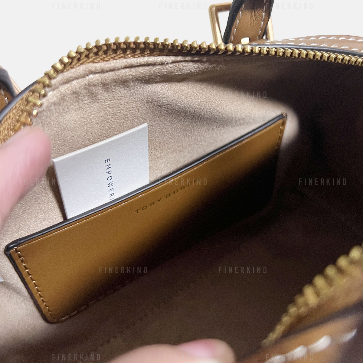Tory Burch Mini Logo Monogram Duffle Bag in Brown