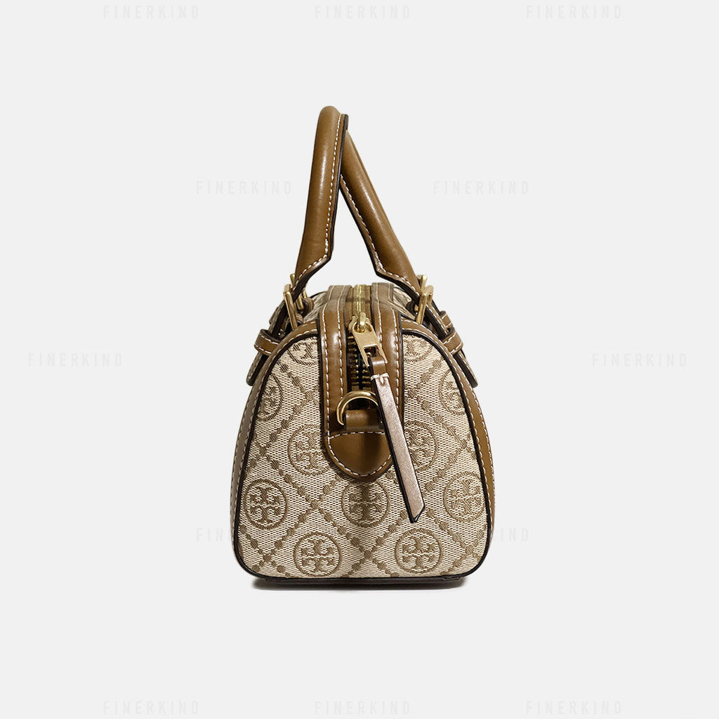 Tory Burch Mini Logo Monogram Duffle Bag in Brown