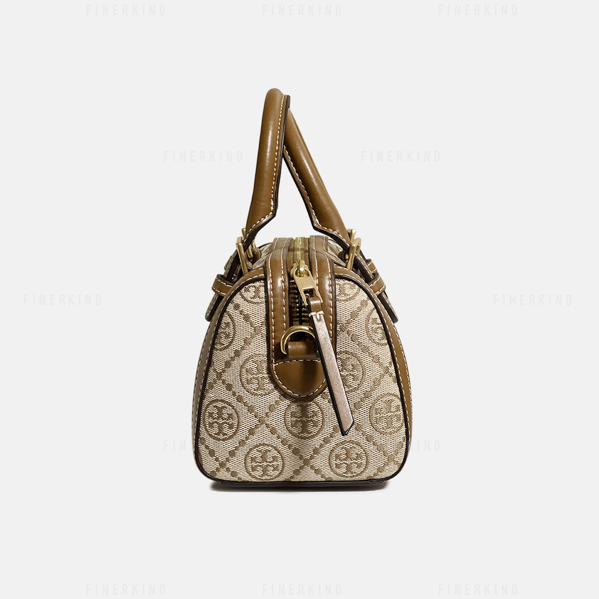 Tory Burch Mini Logo Monogram Duffle Bag in Brown