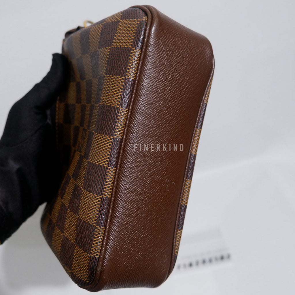 Louis Vuitton 2003 Damier Ebene Trousse Pochette Makeup Handbag