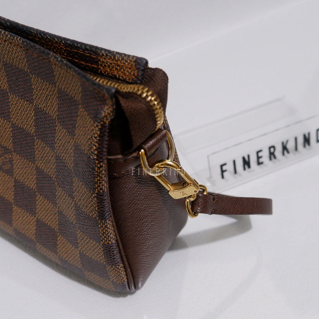 Louis Vuitton 2003 Damier Ebene Trousse Pochette Makeup Handbag